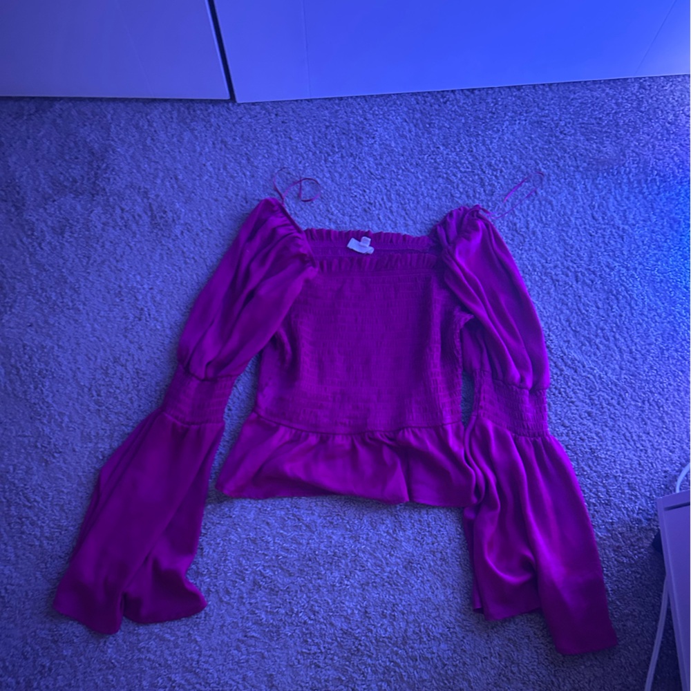 Meraki Fuchsia Ruffled Top